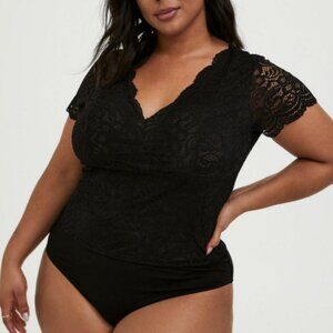 NWOT Torrid Black Lace V-Neck Bodysuit 0x